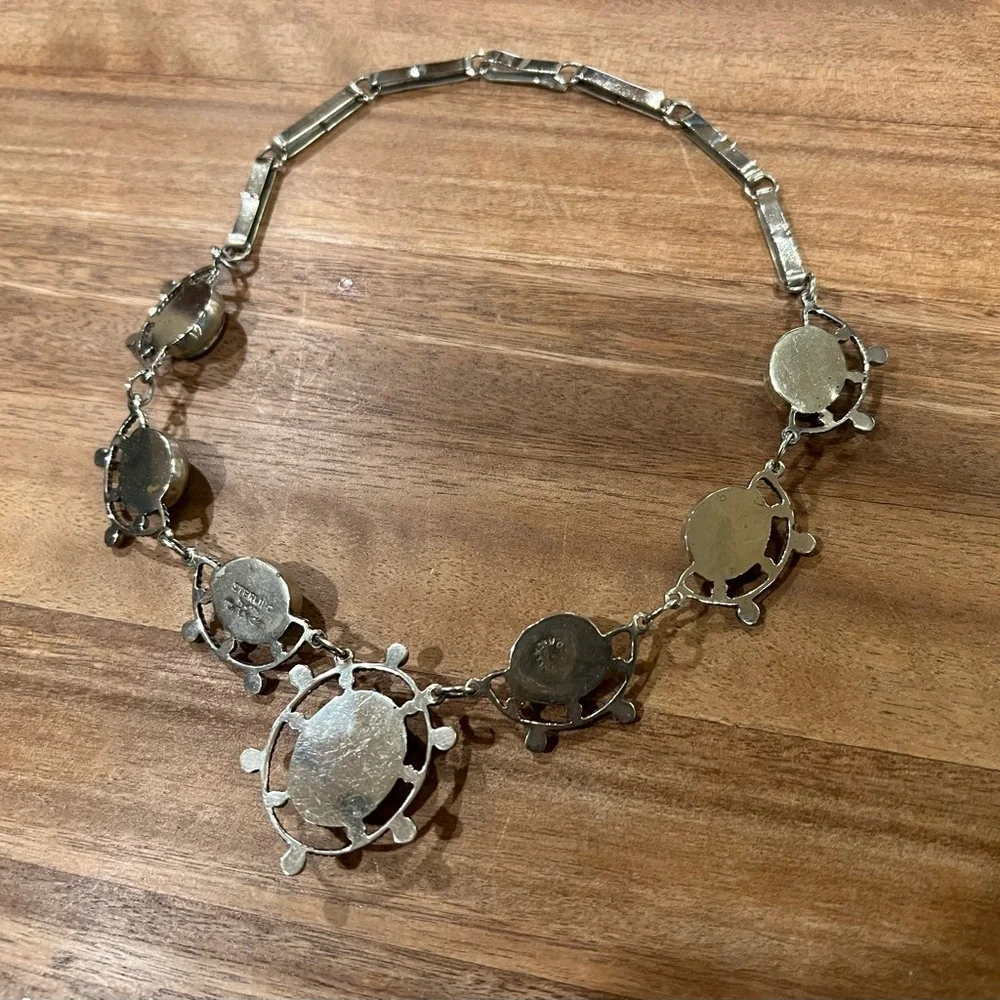 Vintage 1970ies Silver and Green Statement Necklace - Picture 4 of 5